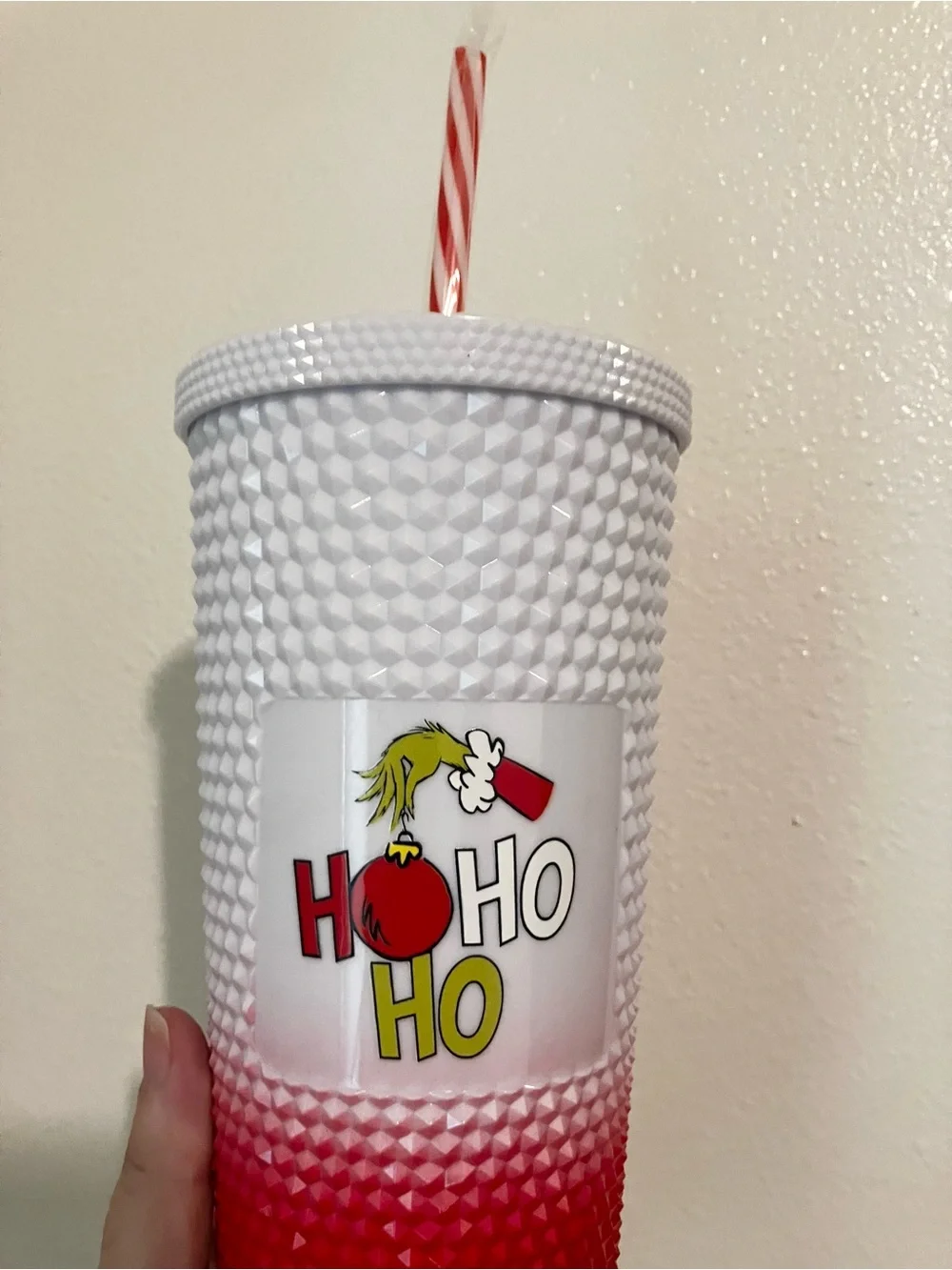 Grinch studded tumbler